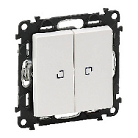 Дизайнерский выключатель с подсветкой, белый, 752409 Legrand, двухклавишный, проходной, серия Valena Life