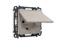 Комплект механизма электрической розетки с/з c шторками и крышкой, серо-бежевый матовый, MA368010 Ambrella Volt