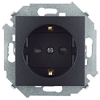 Дизайнерская розетка с заземлением и шторками, графит, 1591443-038 Simon, серия 15