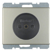 Дизайнерская розетка без заземления, со шторками, нержавеющая сталь, матовый, 6161140104 Berker, серия Arsys