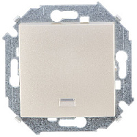 Дизайнерский выключатель-кнопка с подсветкой, шампань, 1591160-034 Simon, одноклавишный, серия 15