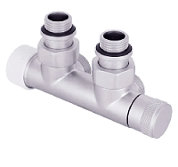 Дизайнерский клапан угловой для радиаторов для 2-х трубной системы отопления, слева, Tondera 1/2" никель матовый 0685-1500NSE0 S.R.Rubinetterie