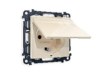 Комплект механизма электрической розетки с/з c шторками и крышкой, бежевый глянец, MA308010 Ambrella Volt