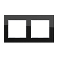 Дизайнерская рамка 2 местная, черное стекло, AC582GLSW Jung, серия A Creation