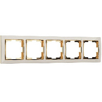 Дизайнерская рамка 5 местная, слоновая кость / золото, поликарбонат, W0051932 Werkel