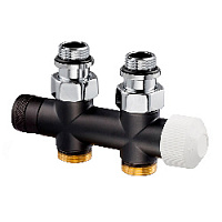 Дизайнерский клапан прямой для радиаторов для 2-х трубной системы отопления Tondera 1/2" черный матовый 0686-1500VCES S.R.Rubinetterie