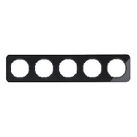 Дизайнерская рамка 5 местная, черный, стекло, 10152116 Berker, серия R.1