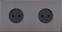 Дизайнерская двухпостовая розетка с заземлением, темный глянец, SJAN88EC11 Salvador