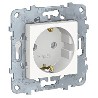 Дизайнерская розетка с заземлением и шторками, белый, NU503718 Schneider Electric, серия Unica New