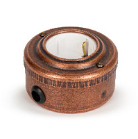 Ретро розетка с белой вставкой, с з/к и шторками электрическая,  старая медь, 20101-3 Vintage-Brass