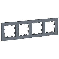 Дизайнерская рамка 4 местная, грифель, ATN000704 Schneider Electric, серия Atlas Design