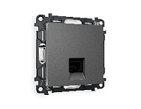 Комплект механизма телефонной розетки RJ-11(4P4C) с шторкой , антрацит серый, MA662030 Ambrella Volt
