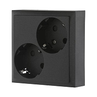 Дизайнерская розетка двойная с заземлением и шторками, черный бархат, 843508-1 LK Studio, серия LK80