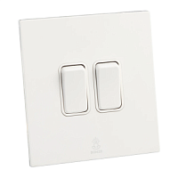 Дизайнерский выключатель Aura Белый лед, BAW2KB Bonze двухклавишный проходной