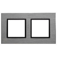 Дизайнерская рамка 2 местная, титан, металл, Б0034552 Эра, серия Elegance
