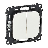 Дизайнерский выключатель, белый, 752708 Legrand, двухклавишный, проходной, серия Valena Allure