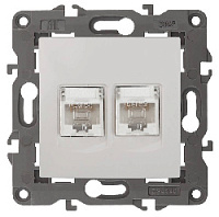 Дизайнерская розетка интернет 2хRJ-45, белый, Б0034308 Эра, серия Elegance