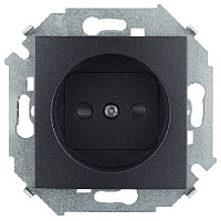 Дизайнерская розетка без заземления, со шторками, графит, 1591444-038 Simon, серия 15