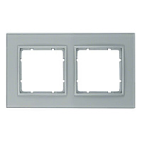 Дизайнерская рамка 2 местная, алюминиевый, глянцевый, стекло, 10126414 Berker, серия B.7