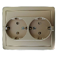 Дизайнерская розетка с заземлением и шторками, двойная, шампань, 1590451-034 Simon, серия 15