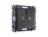 Комплект механизма 2-кл проходного выключателя с подсветкой 3200K мягкий теплый свет, графит мягкое касание, MA904030 Ambrella Volt, двухклавишный