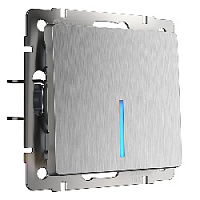 Дизайнерский выключатель с подсветкой, серебряный рифленый, W1112109 Werkel, одноклавишный проходной
