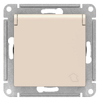 Дизайнерская розетка с заземлением, шторками и с крышкой, бежевый, ATN000246 Schneider Electric, серия Atlas Design