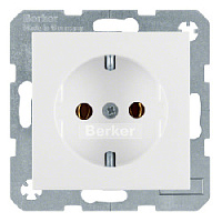 Дизайнерская розетка с заземлением, полярная белизна, матовый, 47431909 Berker, серии S.1/B.3/B.7