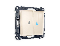 Комплект механизма 2-кл выключателя с подсветкой 10000K голубой свет, бежевый глянец, MA304020 Ambrella Volt, двухклавишный