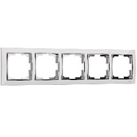 Дизайнерская рамка 5 местная, белый / хром, поликарбонат, W0051901 Werkel