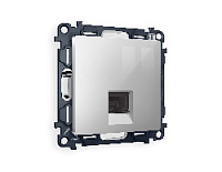 Комплект механизма компьютерной розетки RJ-45(8P8C) CAT6 с шторкой, серебро глянец, MA412010 Ambrella Volt