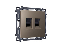Комплект механизма компьютерной двойной розетки RJ-45 с автоматической защитной шторкой, темная бронза, MA642110 Ambrella Volt