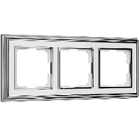 Дизайнерская рамка 3 местная, хром / белый, алюминий, акрил, W0031331 Werkel