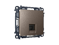 Комплект механизма телефонной розетки RJ-11(4P4C) с шторкой , темная бронза матовый, MA642030 Ambrella Volt