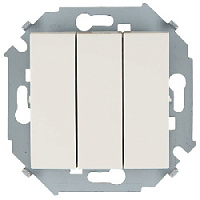 Дизайнерский выключатель, бежевый, 1591391-031, Simon, трехклавишный, серия 15