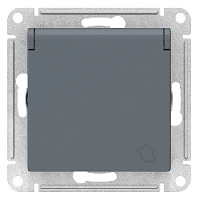 Дизайнерская розетка с заземлением, шторками и с крышкой, грифель, ATN000746 Schneider Electric, серия Atlas Design