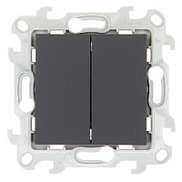 Дизайнерский выключатель, графит, 2450398-038, Simon, двухклавишный, серия 24 Harmonie