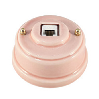 Розетка компьютерная RJ 45 (cat.6), розовый, золотистая фурнитура, РК6ДЗ ЛЕАНЗА