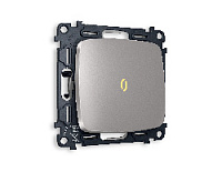 Комплект механизма 1-кл проходного выключателя с подсветкой 3200K мягкий теплый свет, сталь матовый, MO502030 Ambrella Volt, одноклавишный