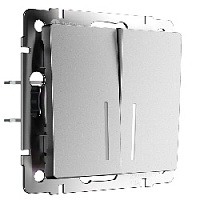 Дизайнерский выключатель с подсветкой, серебряный матовый, W1120165 Werkel, двухклавишный