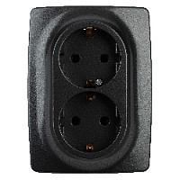 Дизайнерская розетка двойная с заземлением, антрацит, Б0031232 Эра, серия 12