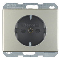 Дизайнерская розетка с заземлением и шторками, нержавеющая сталь, матовый, 41340004 Berker, серия Arsys