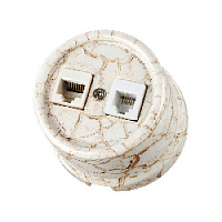 Розетка RJ11 телефонная + RJ45 компьютерная, мраморный, SQ1820-0152 TDM ELECTRIC, серия Болонь