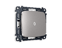 Комплект механизма 1-кл выключателя с подсветкой 5600K нейтральный белый свет, сталь матовый, MO502015 Ambrella Volt, одноклавишный