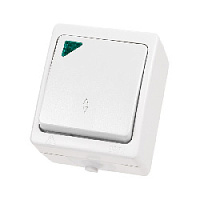 Дизайнерский выключатель IP54 с подсветкой, белый, SQ1803-1005 TDM ELECTRIC, одноклавишный проходной, серия Вуокса