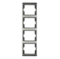 Дизайнерская рамка 4 местная, вертикальная, нержавеющая сталь, матовый, металл, 13440004 Berker, серия Arsys