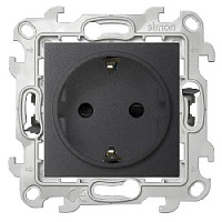 Дизайнерская розетка Push&Go с заземлением и шторками, графит, 2420432-038 Simon, серия 24 Harmonie