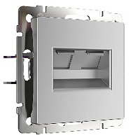 Дизайнерская розетка 2хRJ-45, серебряный глянцевый, W1181106 Werkel