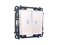 Комплект механизма 2-кл проходного выключателя с подсветкой 10000K голубой свет, жемчуг, MA204040 Ambrella Volt, двухклавишный