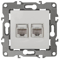 Дизайнерская розетка интернет 2хRJ-45, белый, Б0014729 Эра, серия 12